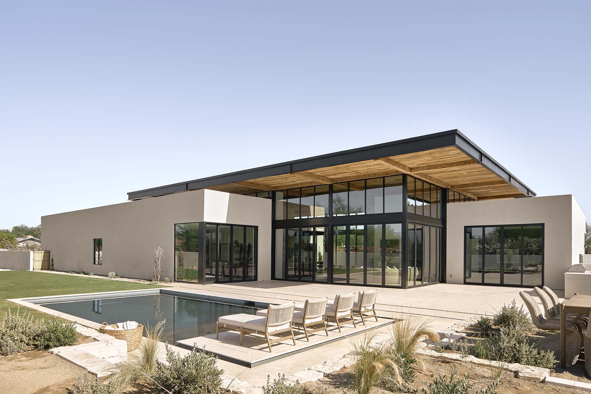Exterior backyard day pool | Tulum House | Modern Nest | Custom Home Builder | Scottsdale, AZ | Design, Build, Furnish