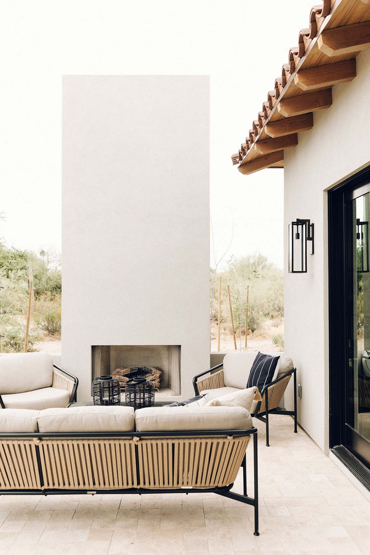 Patio with fireplace | Camino V | Modern Nest | Custom Home Builder | Scottsdale, AZ | Design, Build, Furnish
