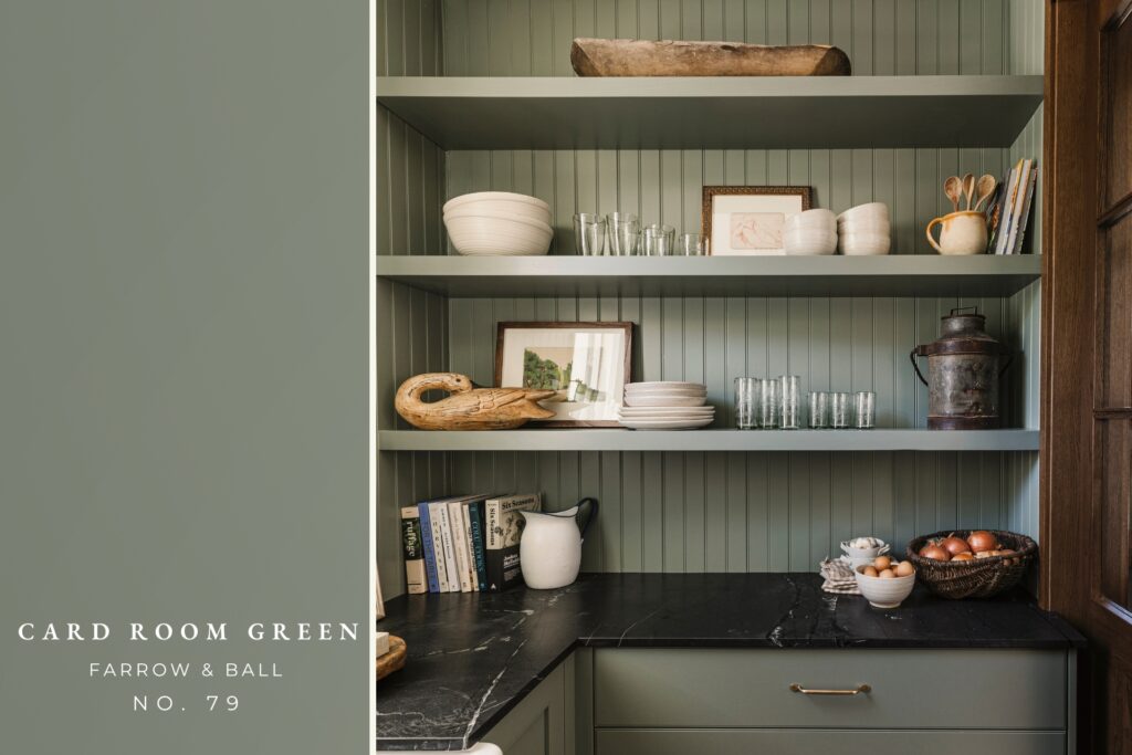English Country by Modern Nest | English Country Paint Colors | Card Room Green by Farrow & Ball | Farrow & Ball Green Paint | Green Paint | Moody Paint Color | Scottsdale, Arizona Home Build | Market by Modern Nest | Modern Nest | Paradise Valley, AZ | Design, Build, Furnish
