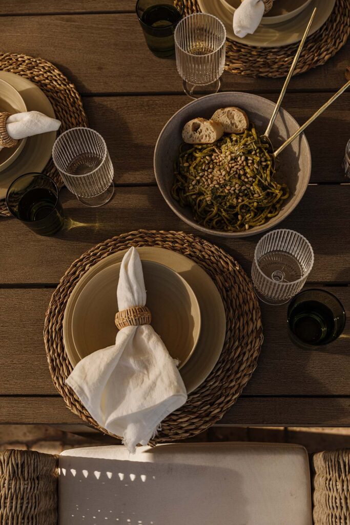 Summer State of Mind an Outdoor Summer Living Collection by Modern Nest | Outdoor Summer Living | Woven Seagrass Placemats | Woven Rattan Napkin Rings | Woven Table Accessories for Dinner Parties | Market by Modern Nest | Modern Nest | Design, Build, Furnish